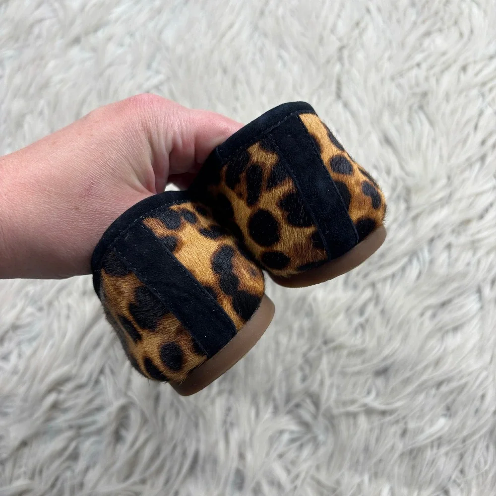 Madewell Women's 7 Leopard Animal Print Calf Hair Leather Ballet Flats Dopamine